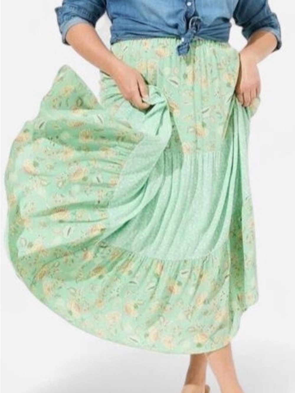 torrid Mint Floral Tiered Maxi Skirt